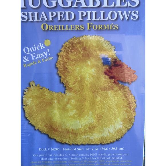 Huggables Latch Hook Duck Shaped Pillow #36205 MCG Textiles 12x12 Rubber Ducky - Picture 3 of 7